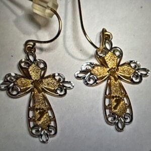 Michael Anthony Footprint Cross 10K Gold &Sterling Silver Earrings